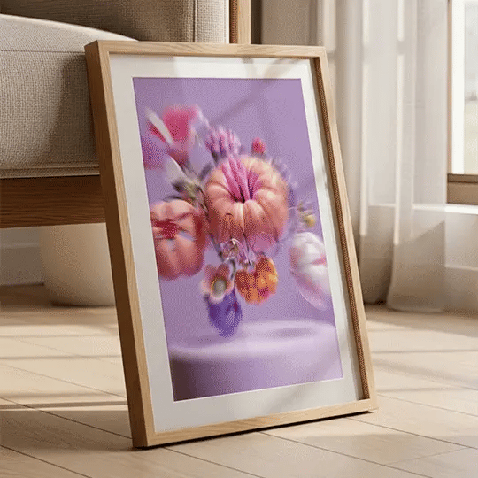 Bouquet of flowers against purple background